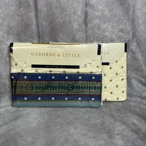 Osborne & Little Coronata Full Sheet Set Flat fitted Stats Gold Blue